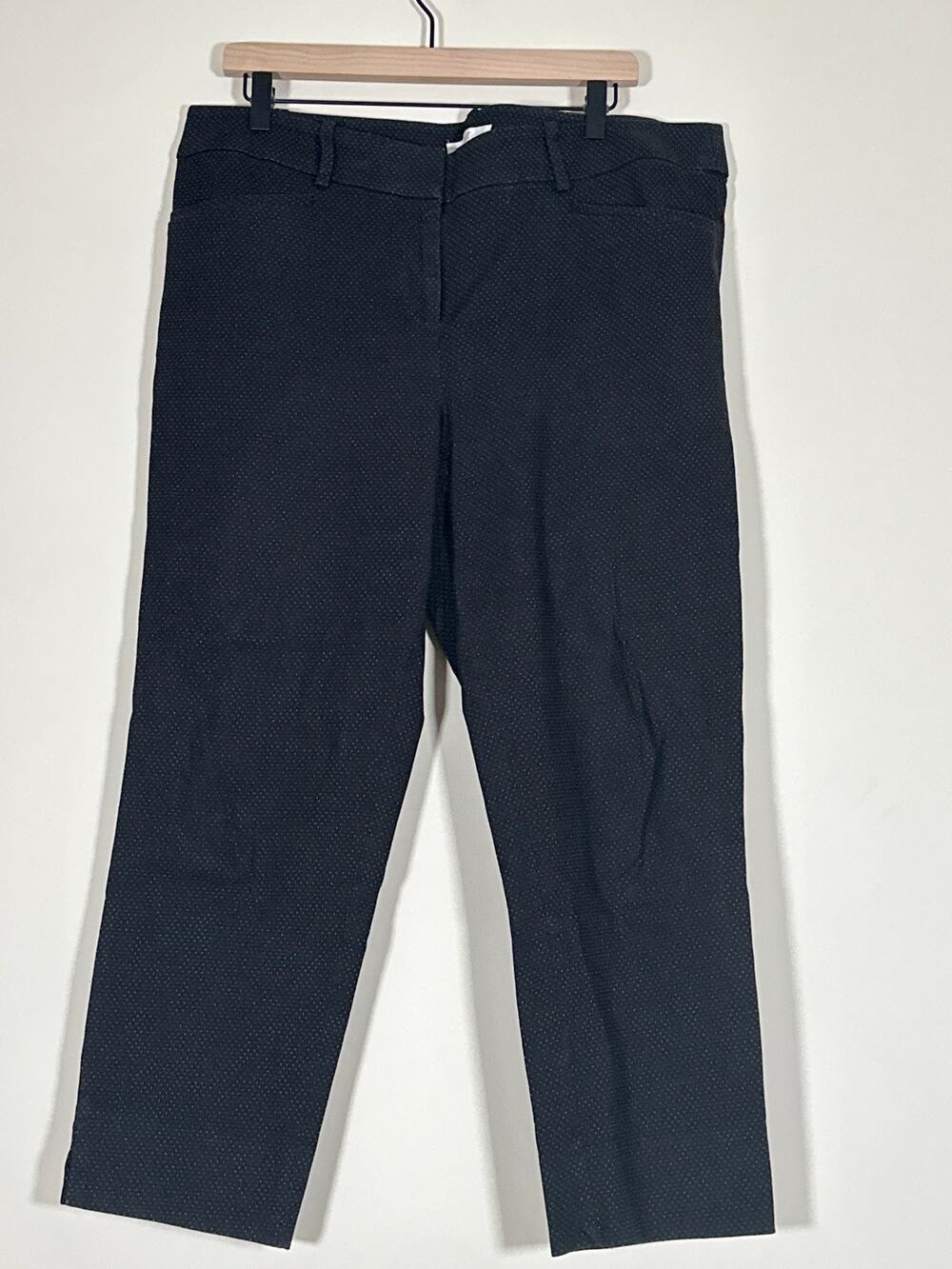 LOFT Riviera Marisa Ankle Pants Black White Dot Size 14